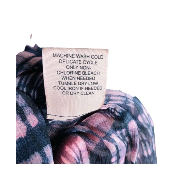 4/$45 PHILOSOPHY Navy Blue Pink Plaid Long Sleeve Button Down Sheer Top Large - Picture 5 of 7